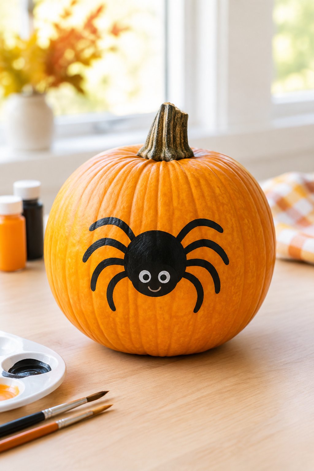 Little Spider Circle - spider painted pumpkin