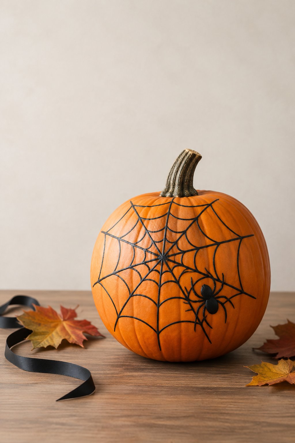 Elegant Web Fan - spider painted pumpkin