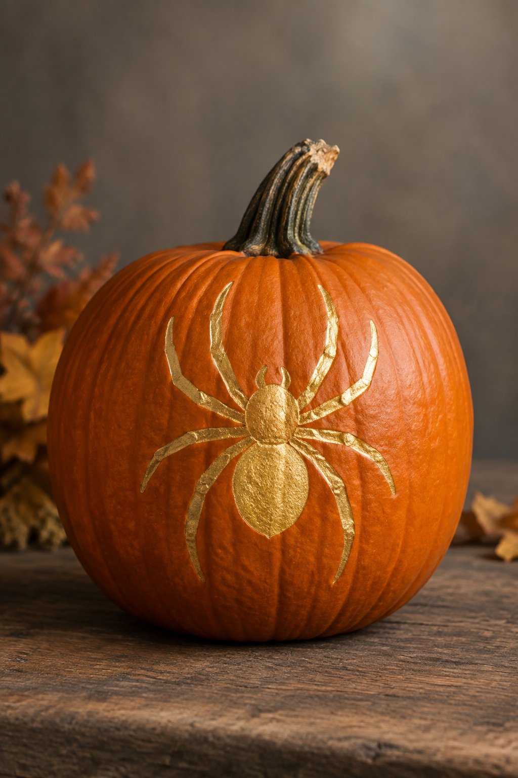 Gold Spider Silhouette - spider painted pumpkin