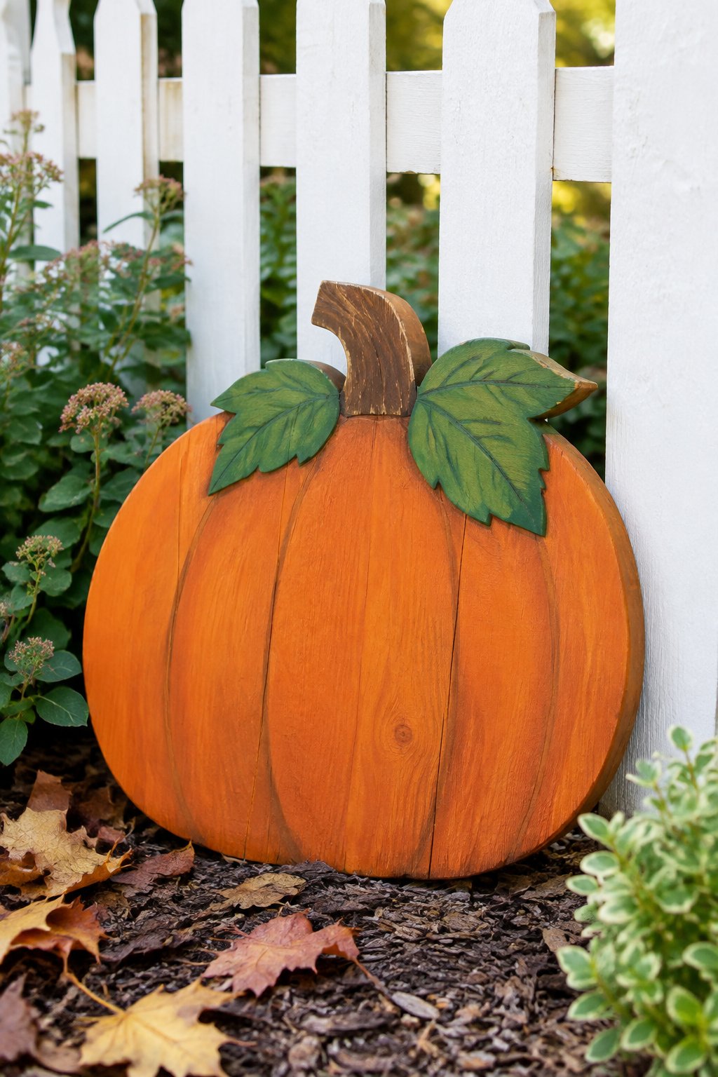 Picket Fence Pumpkin - wooden painted pumpkin signs