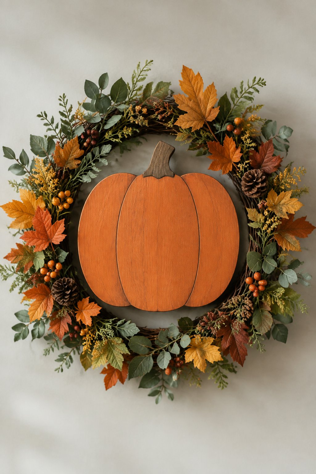Wreath Center Pumpkin Sign - wooden painted pumpkin signs