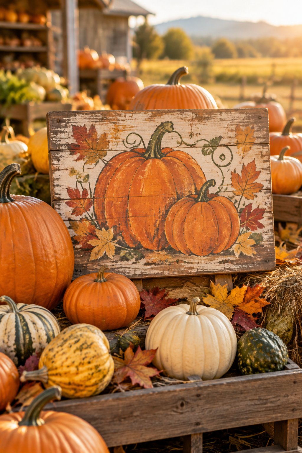 Farm Fresh Pumpkins Sign - wooden painted pumpkin signs