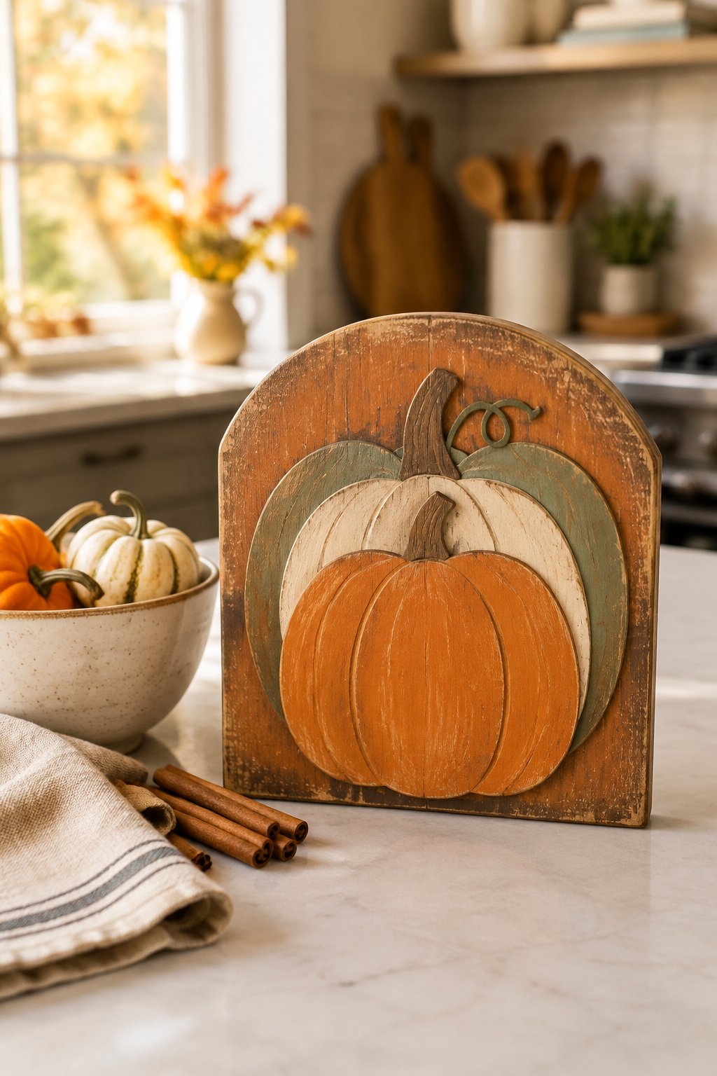 Pumpkin Spice Kitchen Sign - wooden painted pumpkin signs