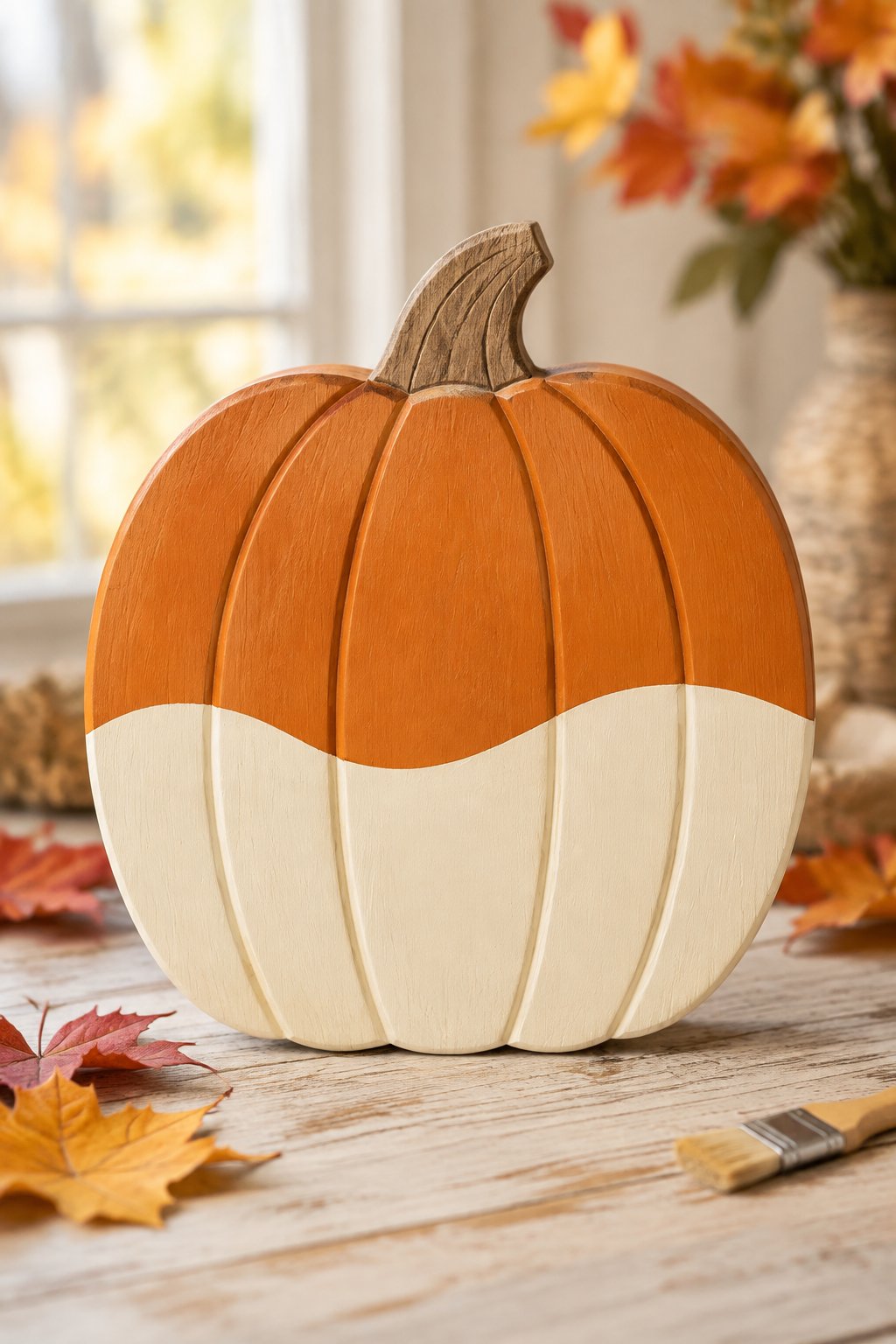 Two-Tone Dipped Pumpkin - wooden painted pumpkin signs