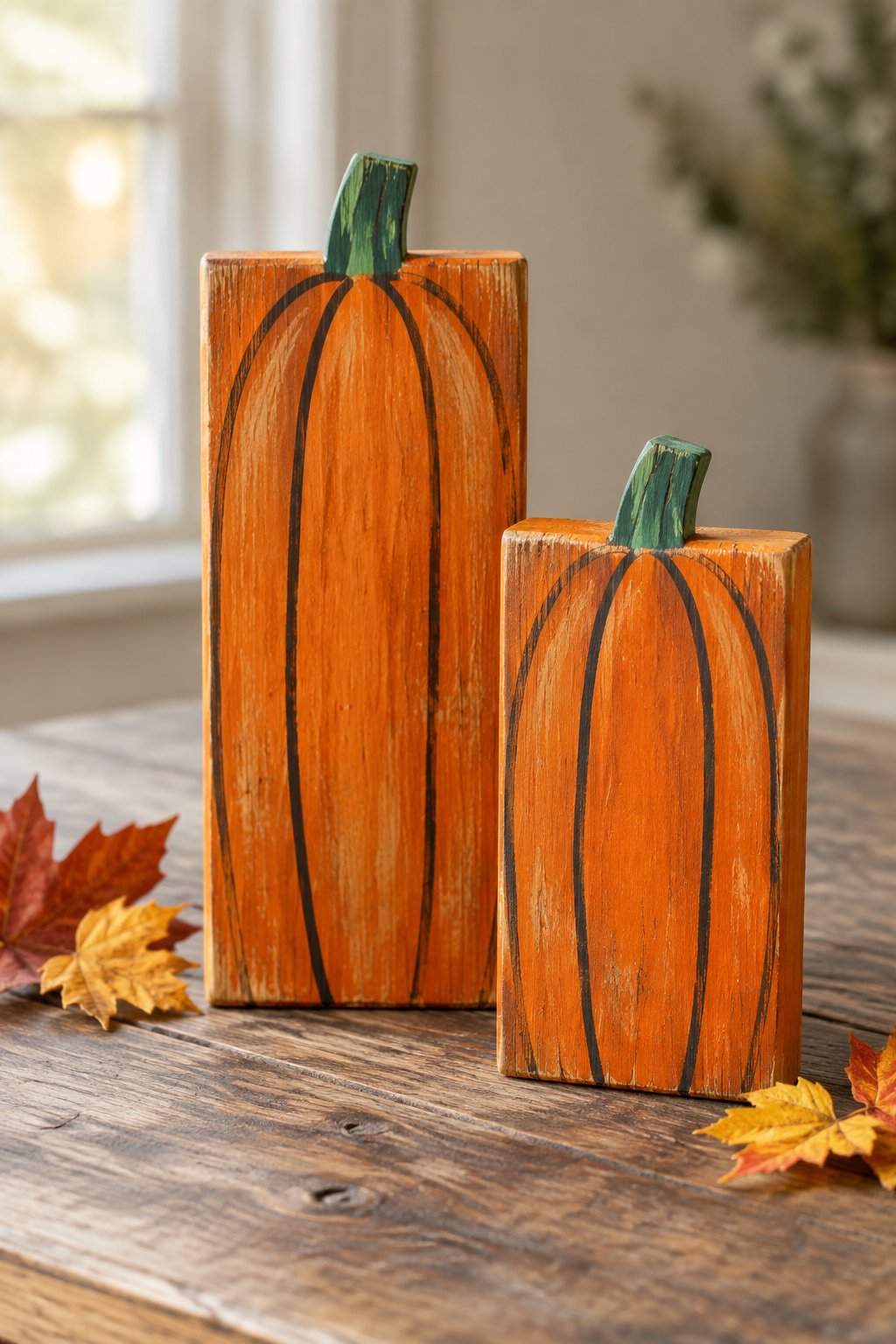 2x4 Block Pumpkins - wooden painted pumpkin signs