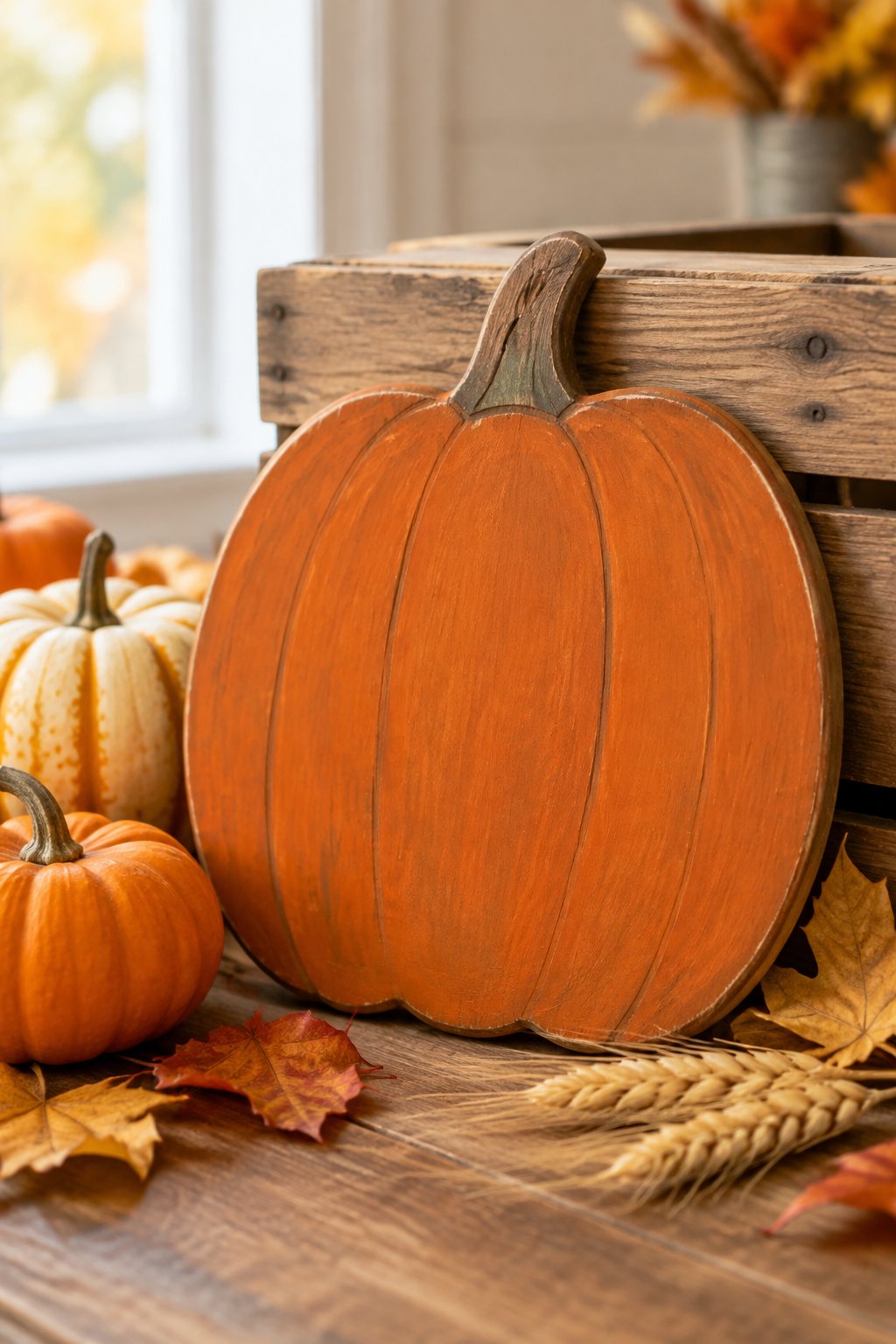 Harvest Crate Pumpkin - wooden painted pumpkin signs